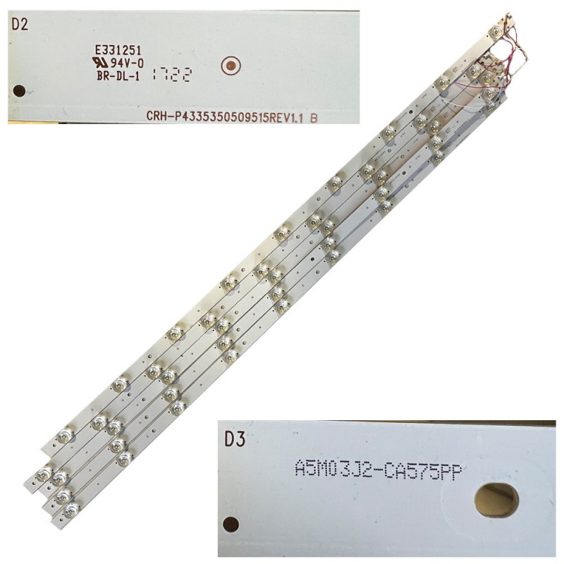 LED BACKLIGHT BAR CRH-P4335350509515 REV1.8 E331251 ΑΠΟ ΤΗΛΕΟΡΑΣΗ SHARP LC_43CFG6352E 5 ΤΕΜΑΧΙΑ