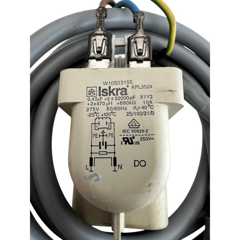 ΚΑΛΩΔΙΟ ΤΡΟΦΟΔΟΣΙΑΣ 220Volt ΑΠΟ ΠΛΥΝΤΗΡΙΟ WHIRPOOL AWO C-7010-6 SENSE ΜΕ ΠΥΚΝΩΤΗ