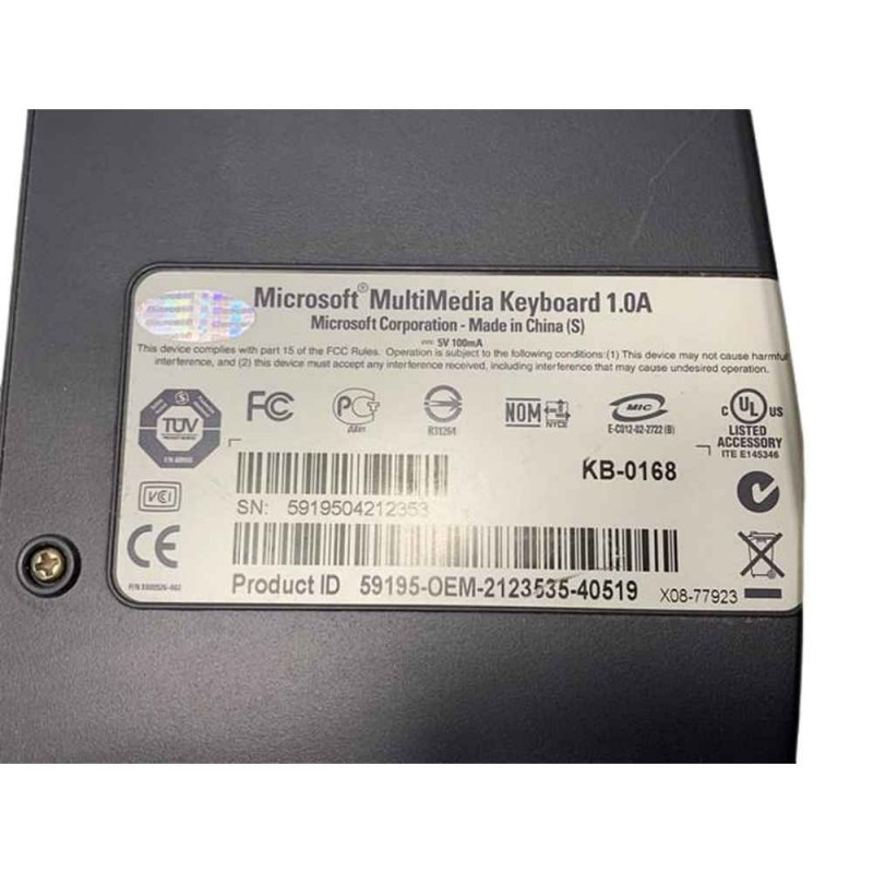 Πληκτρολόγιο PC MICROSOFT 1.0A KB-0168