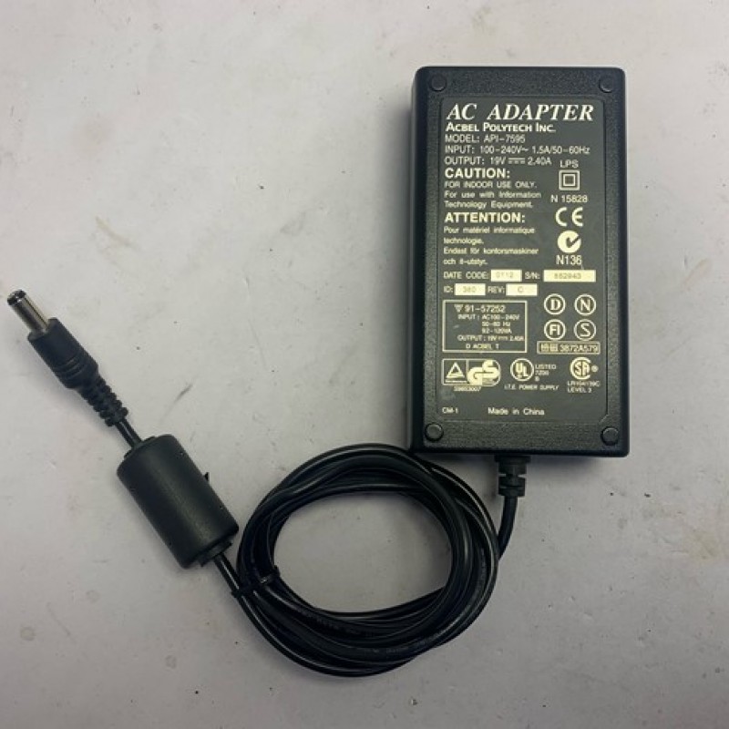 ΤΡΟΦΟΔΟΤΙΚΟ ACBEL POLYTECH API-7595 19V ΒΥΣΜΑ: 5.5x2.5mm