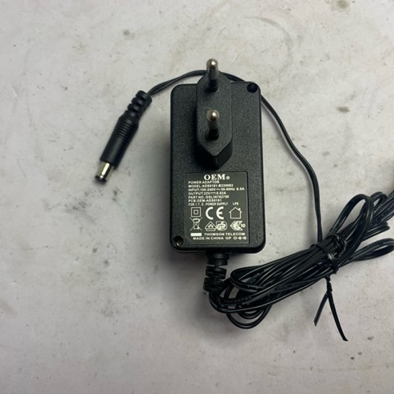 ΤΡΟΦΟΔΟΤΙΚΟ OEM ADS0181-B220082 22V ΒΥΣΜΑ: 6.3X2.0MM