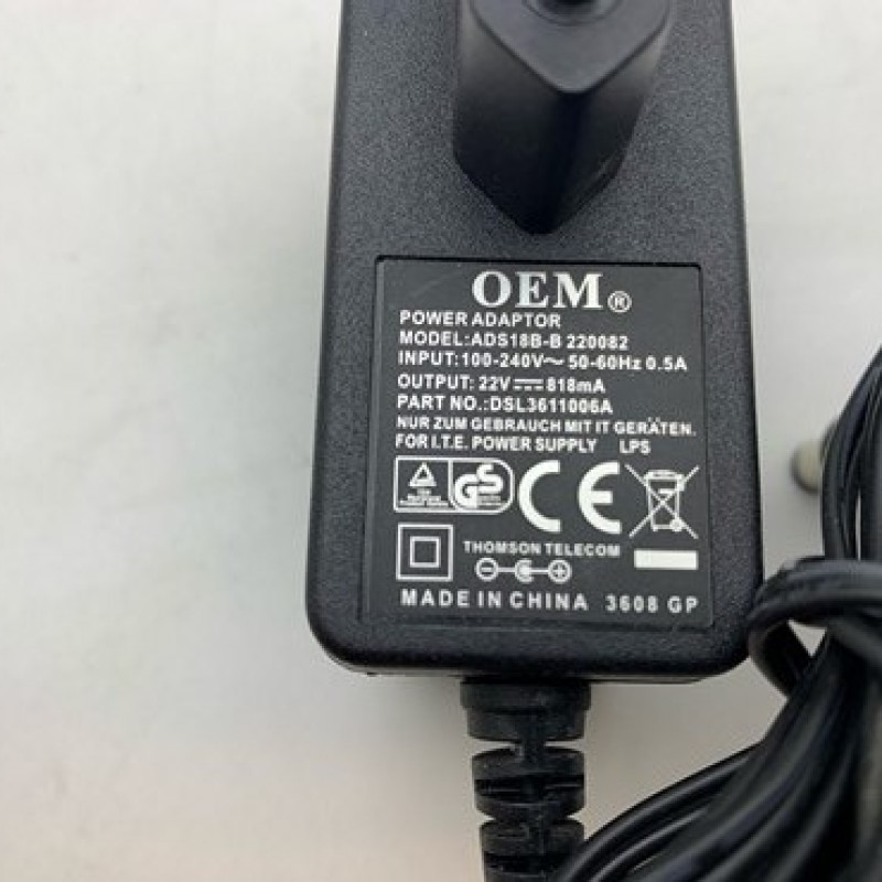 ΤΡΟΦΟΔΟΤΙΚΟ OEM POWER ADAPTOR 22V DSL3611006A Βυσμα: 6.3x3mm