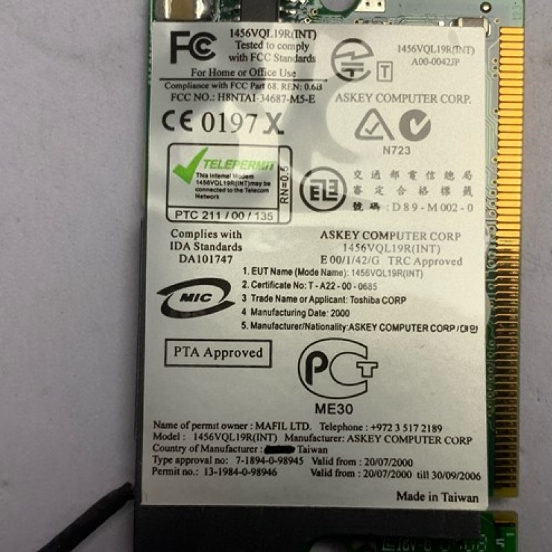 MODEM BOARD K000882460 ΑΠΟ TOSHIBA PS170E LAPTOP