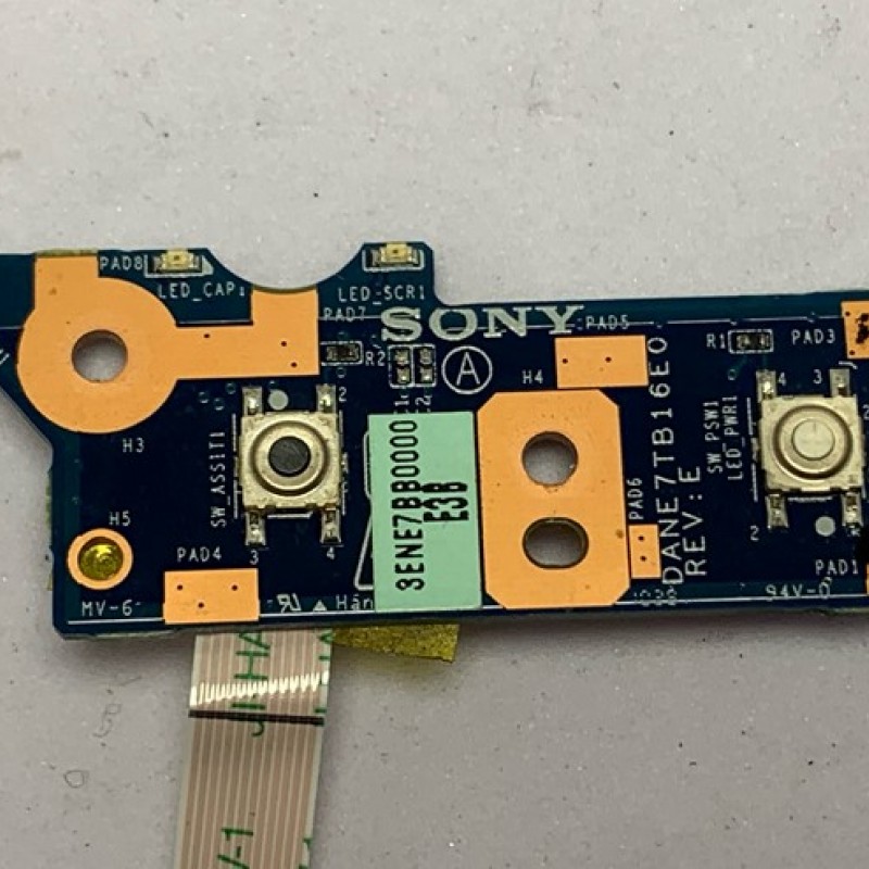 POWER SWITCH BUTTON BOARD DANE7TB16E0 3ENE7BB0000 FROM SONY PCG-61611M LAPTOP