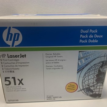 HP Q7551XD Γνήσια Διπλή Συσκευασία Μαύρων Κασετών Τόνερ για Εκτυπωτές LaserJet