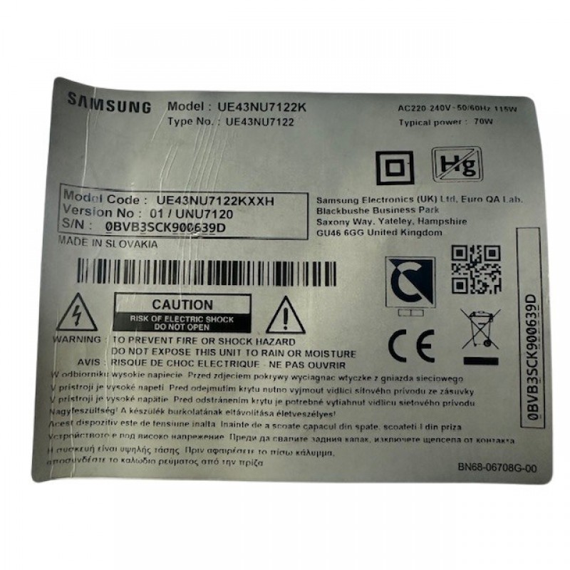 Μητρική πλακέτα BN96-46787A τηλεόρασης Samsung UE43NU7122K