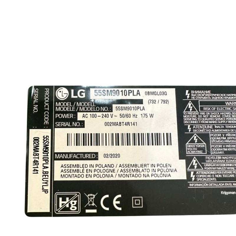 Πλακέτα EBT66117502, EAX68766003 (1.0), LJ9, LG 55SM9010PLA