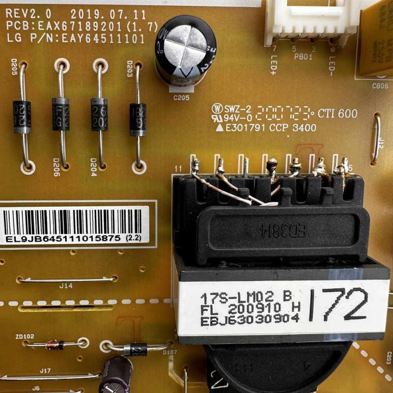 Πλακέτα Τροφοδοσίας EAY64511101 LGP49DJ-17U1 ΕΑΧ67189201 Τηλεόρασης LG 49UN711C0ZB