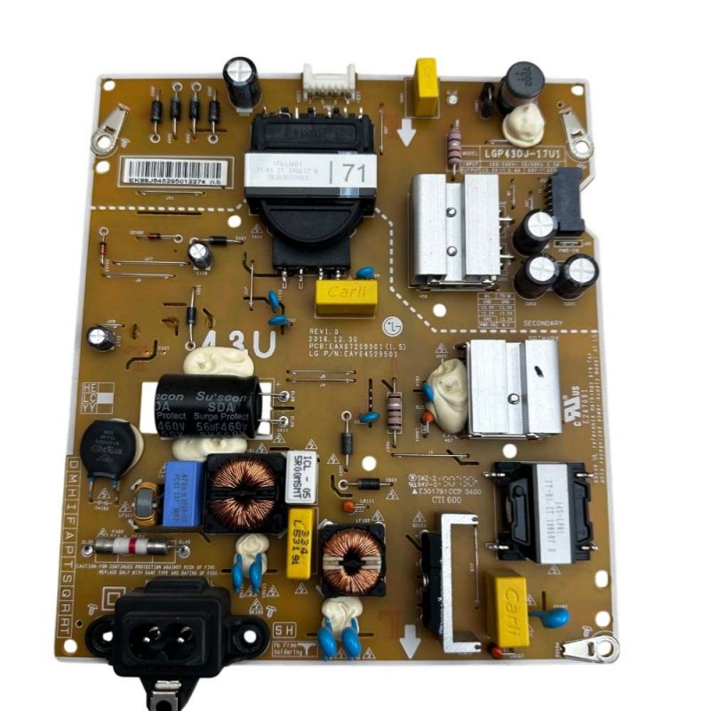 Πλακέτα Τροφοδοσίας LGP43DJ-17U1 EAX67209001 (1.5)  EAY64529501 Τηλεόρασης LG 43UM7000PLA