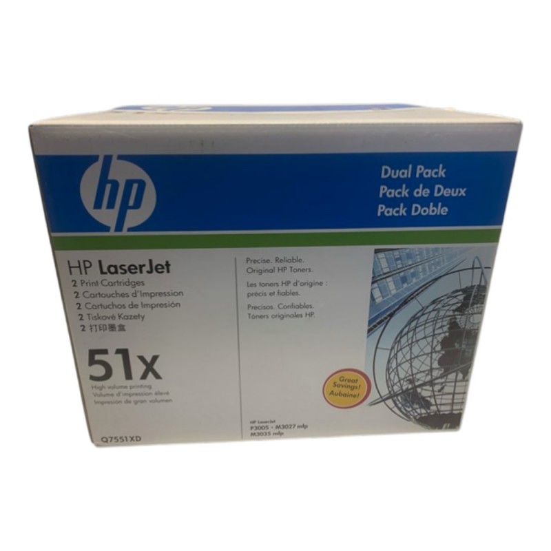 HP Q7551XD Γνήσια Διπλή Συσκευασία Μαύρων Τόνερ LaserJet