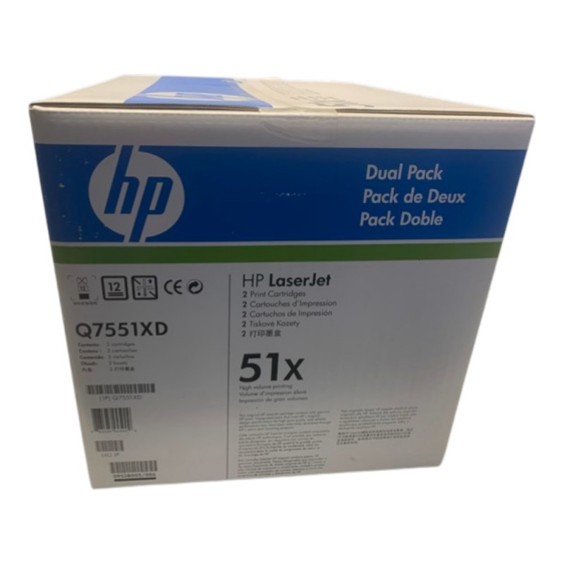 HP Q7551XD Γνήσια Διπλή Συσκευασία Μαύρων Τόνερ LaserJet