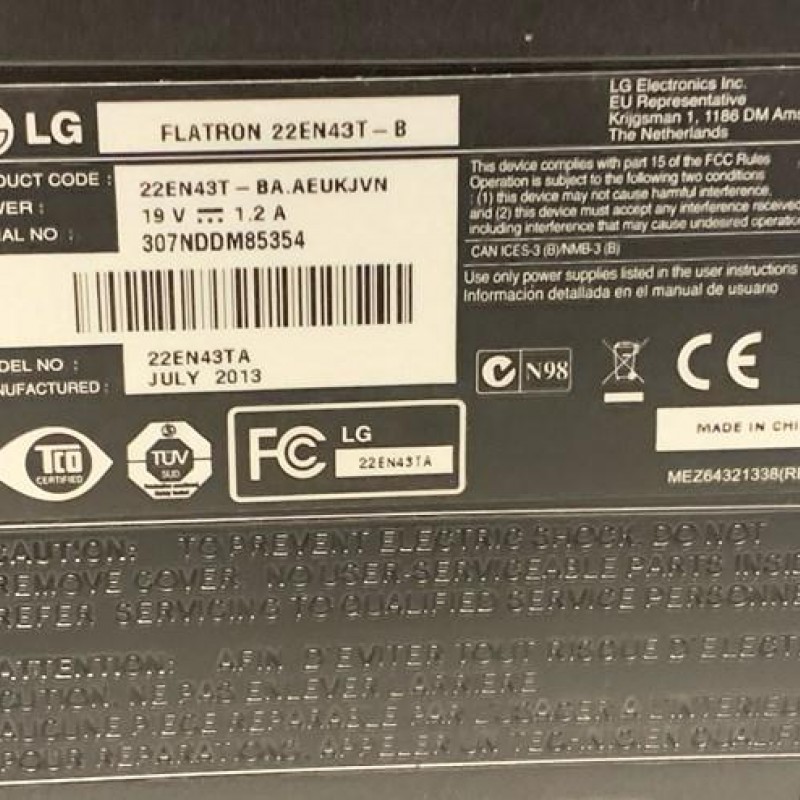 Οθόνη υπολογιστή 18.5'' LG FLATRON 22EN43T