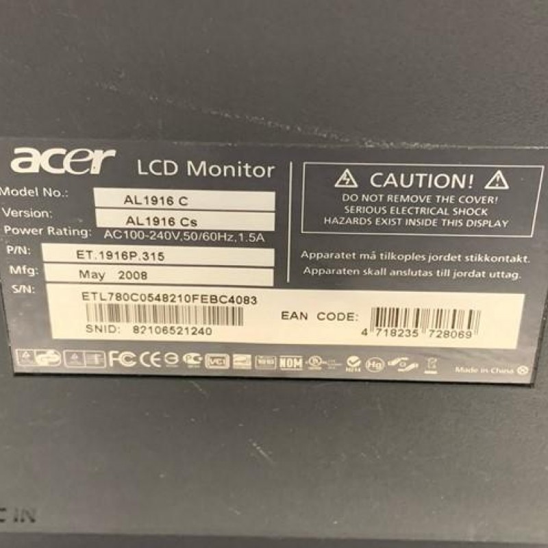Οθόνη υπολογιστή 19'' Acer AL1916-C