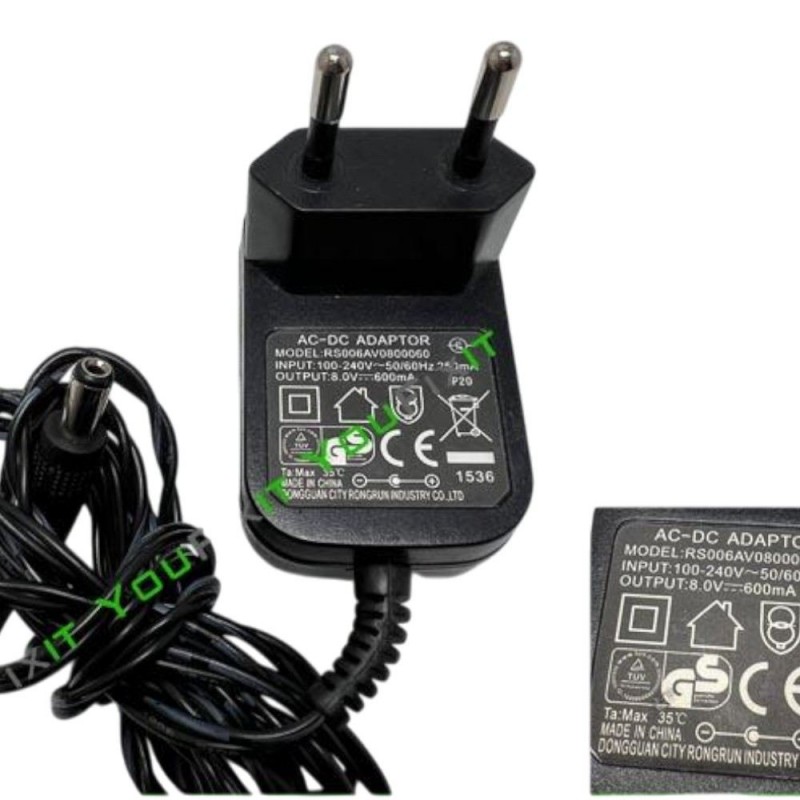 Τροφοδοτικό 8V 600mA 4.8W RS006AV0800060