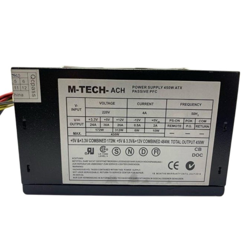 Τροφοδοτικό ΗΥ 450W M-TECH-ACH 450W ATX